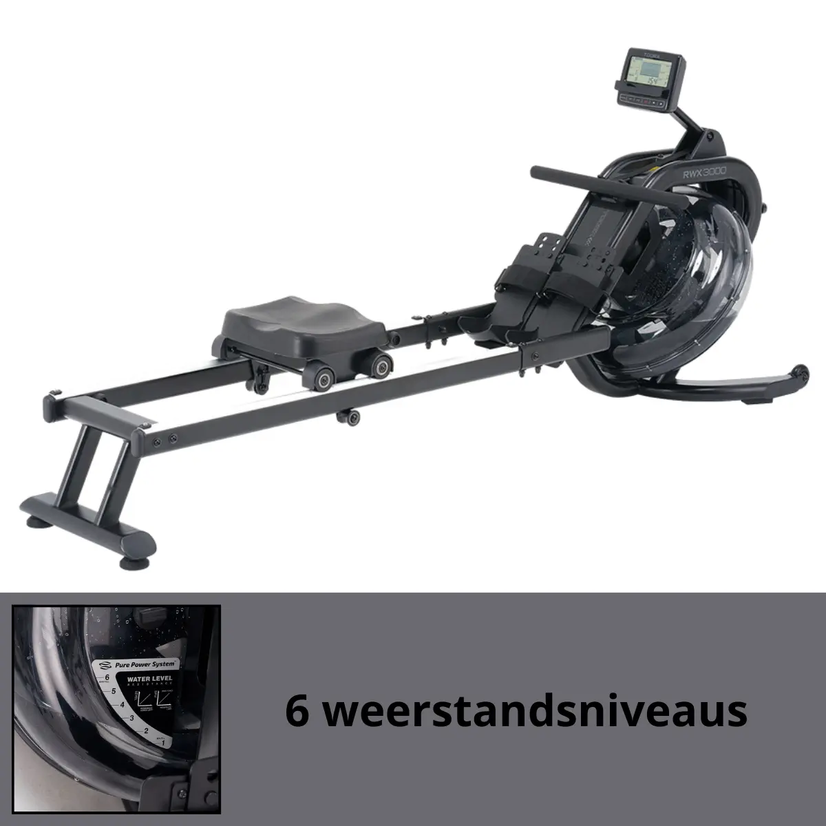 Schwarze Digitalwaage mit Telefon oben drauf.