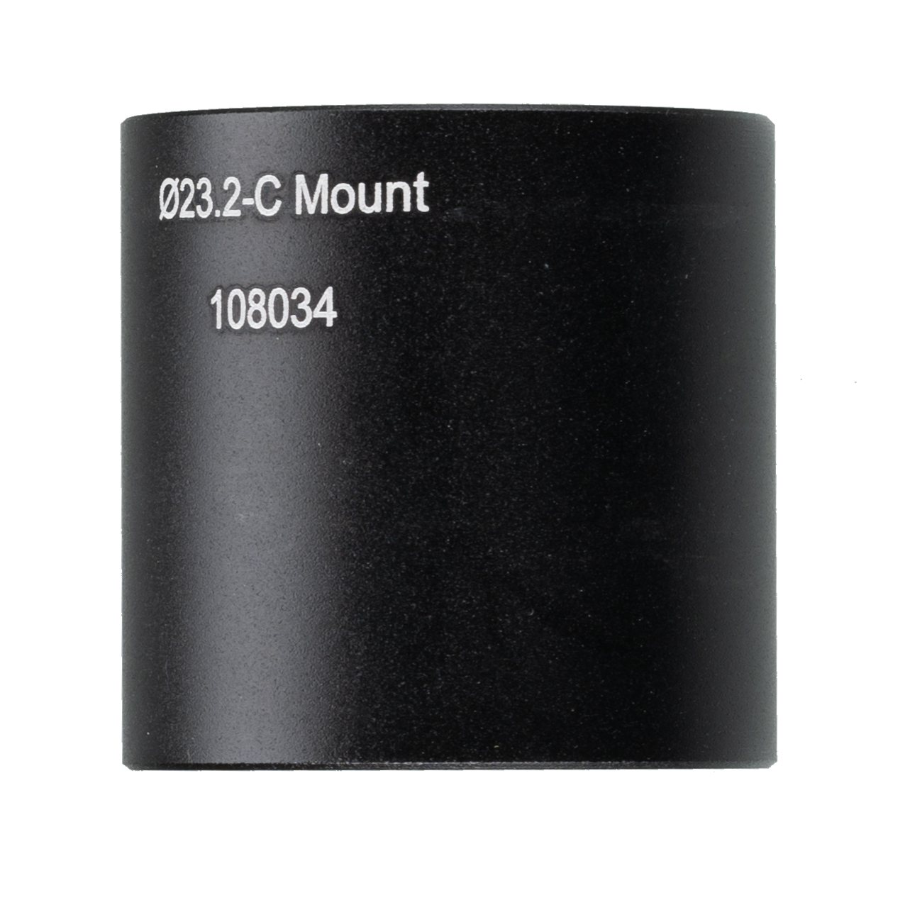 Montura cilíndrica negra con texto 'Ø23.2-C Mount' y '108034' impreso.
