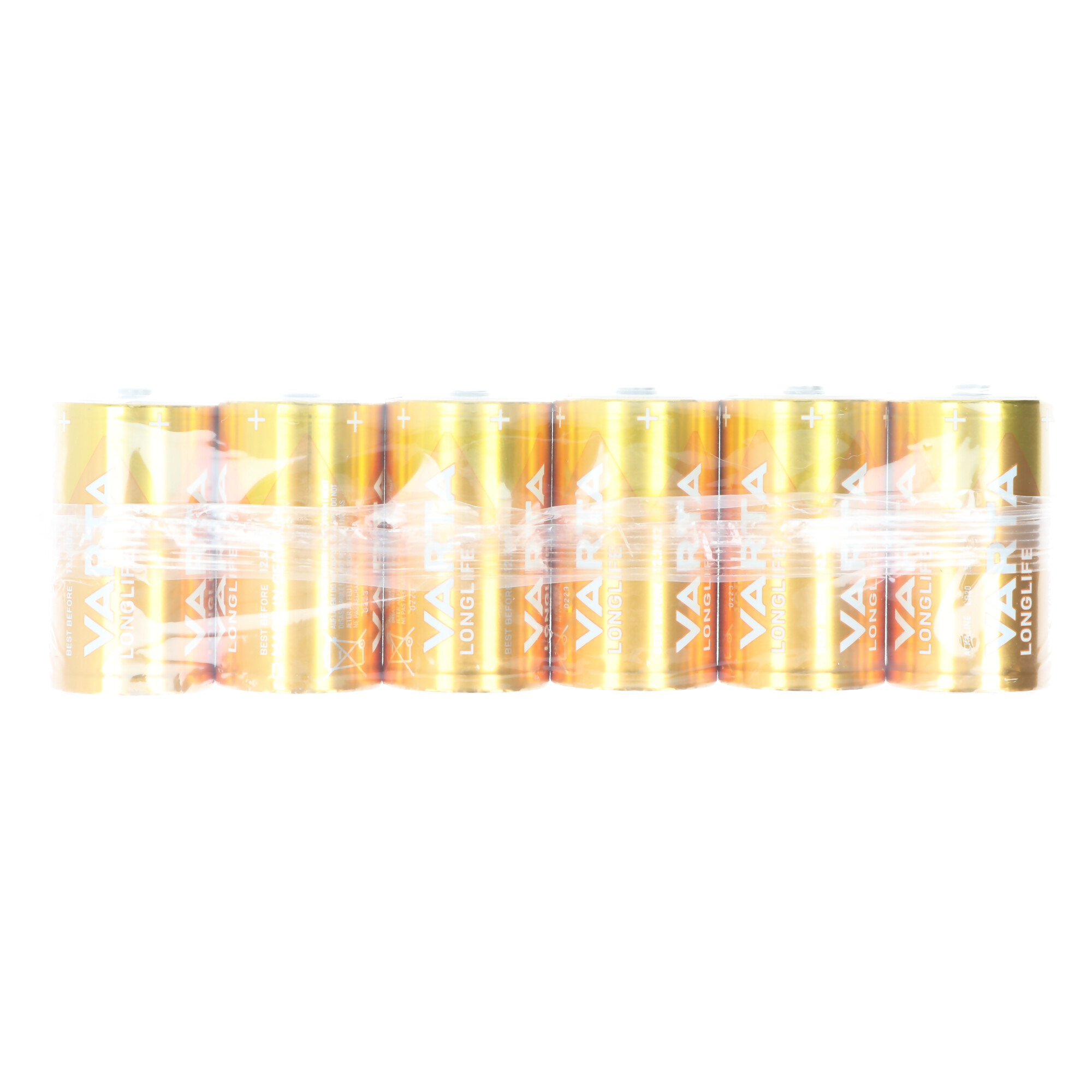 Confezione di batterie AAA color oro, sigillate in plastica trasparente, con 'VAR' e 'LONGLIFE' stampati.