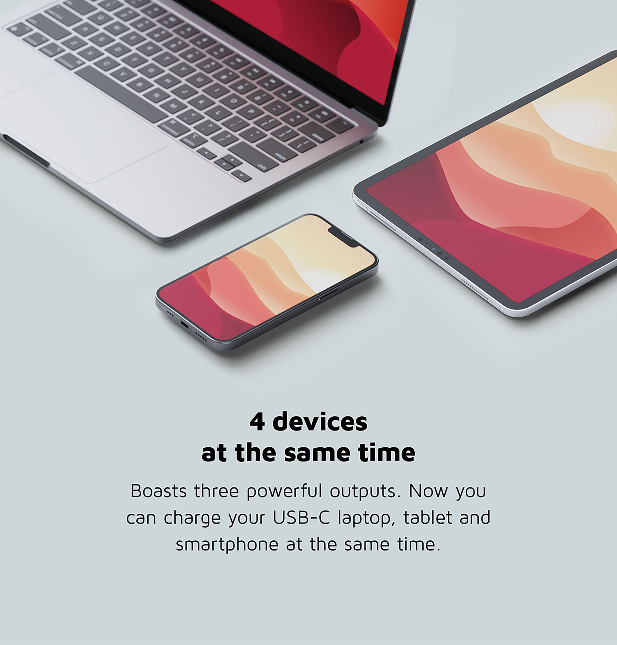 Un laptop, un tablet e uno smartphone sono mostrati. Il testo dice "4 dispositivi contemporaneamente".