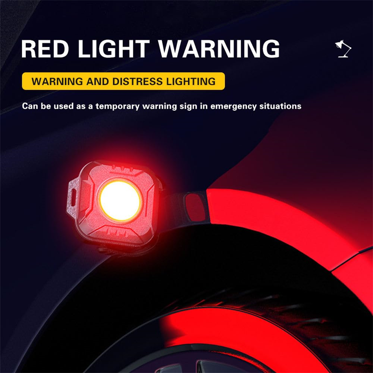 Rotes Warnschild, das rotes Licht aussendet. Warn- und Notbeleuchtung.