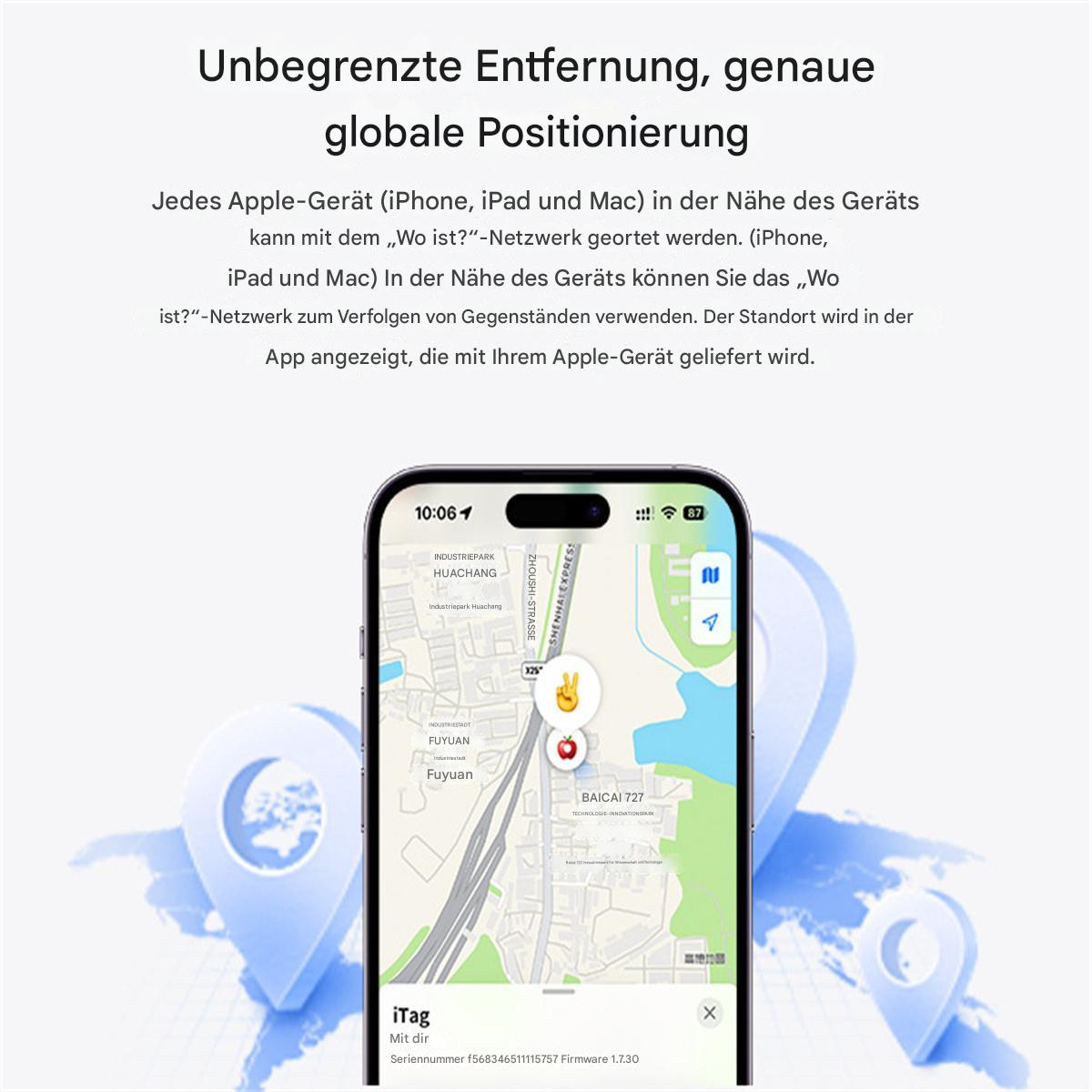 Ein Smartphone-Bildschirm mit einer Karte mit Markierungen, die einen Standort anzeigen.