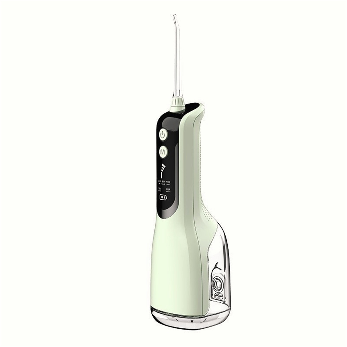 Minzgrüner Wasserflosser. Lange Spitze, mehrere Knöpfe auf der Vorderseite.