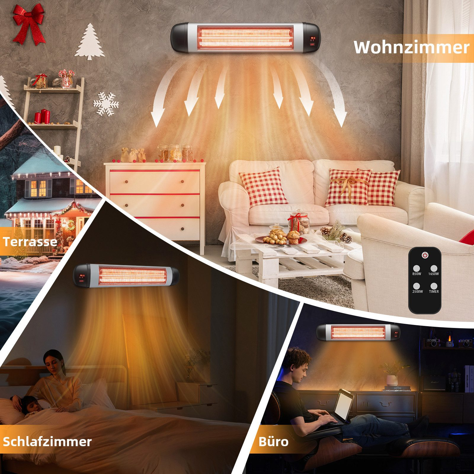 Grzejnik w wielu ustawieniach: salon, sypialnia i biuro. Z pilotem.