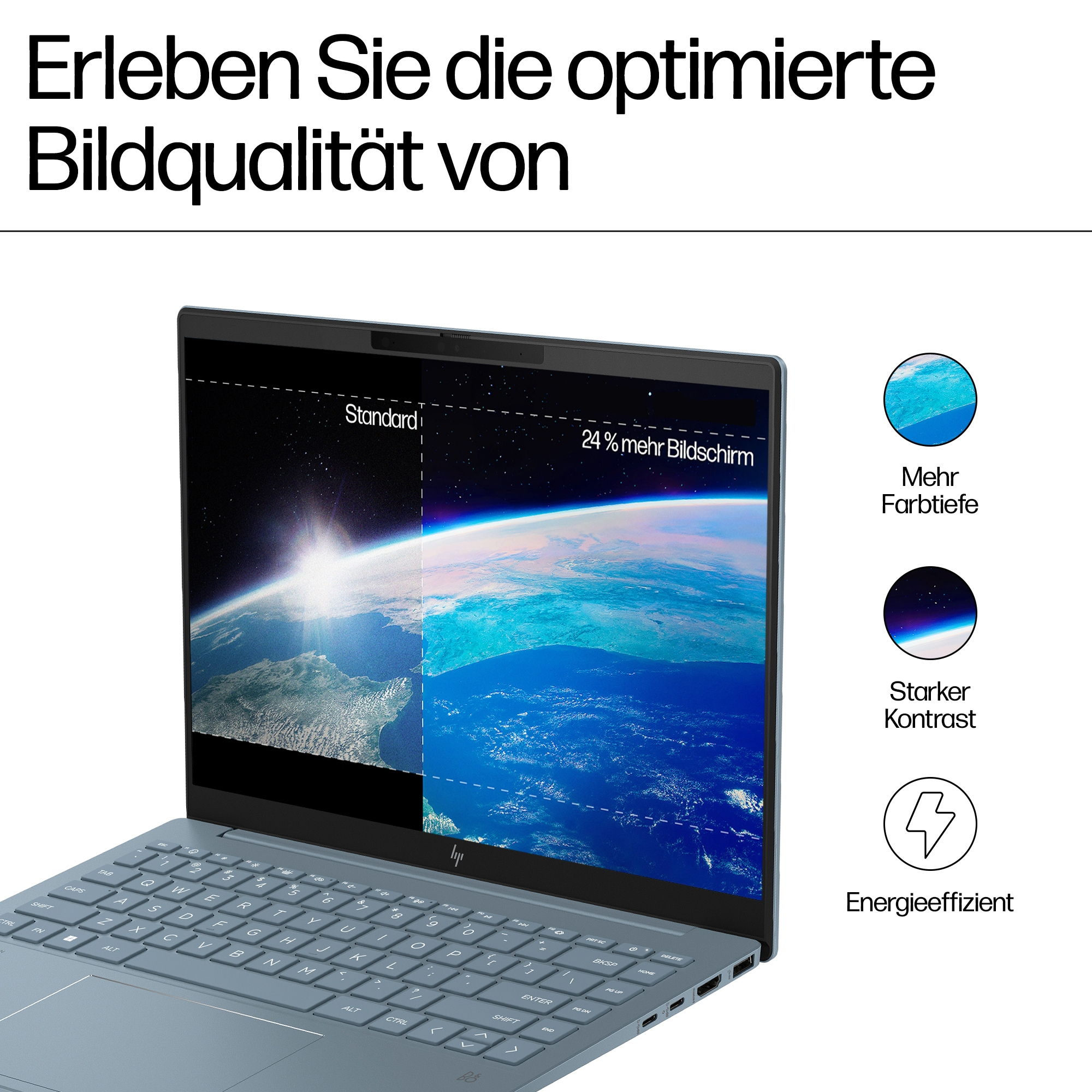 Schwarzer Laptop mit einem bunten abstrakten Bild auf dem Bildschirm.