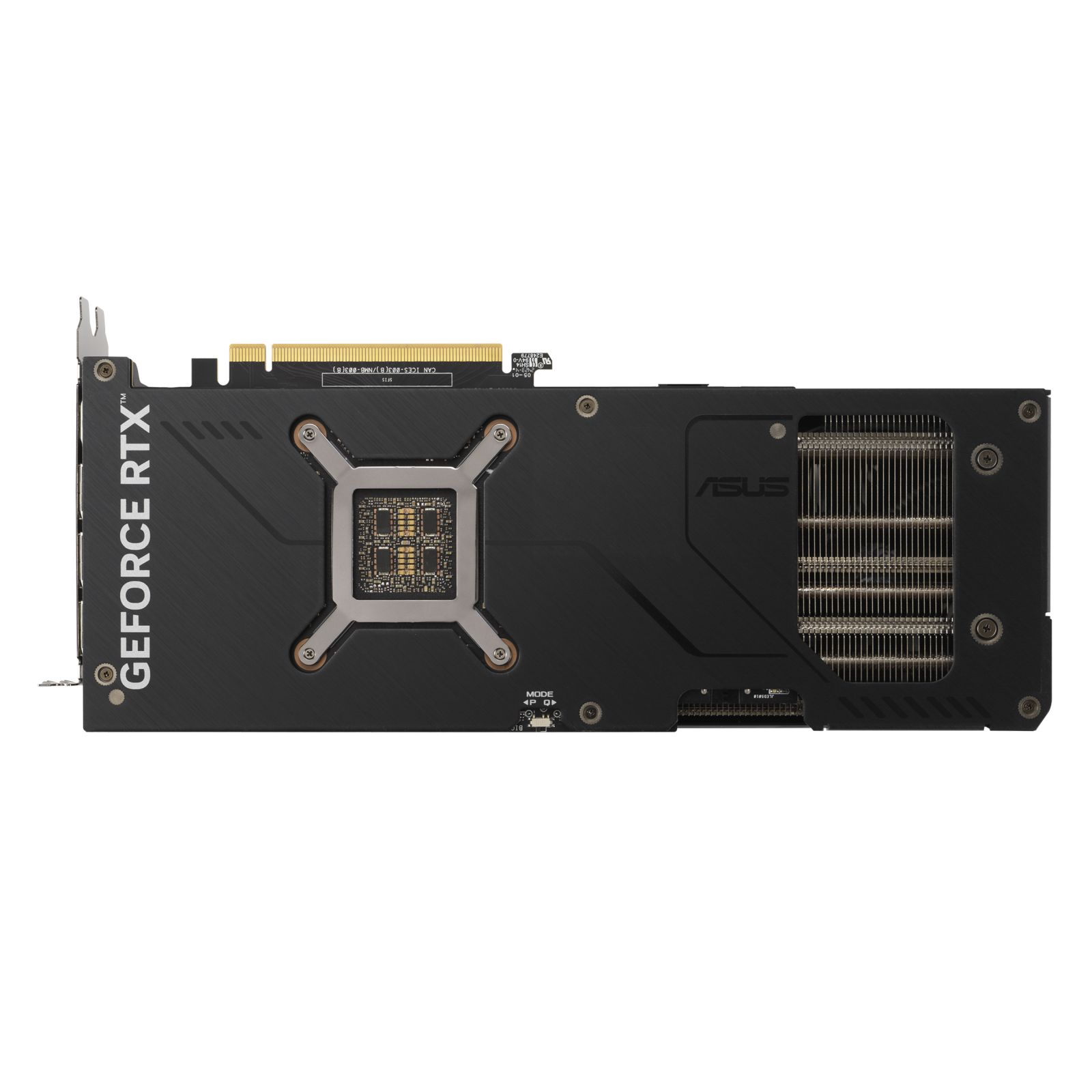 Una scheda grafica nera con marchio 'GEFORCE RTX' e 'ASUS'.