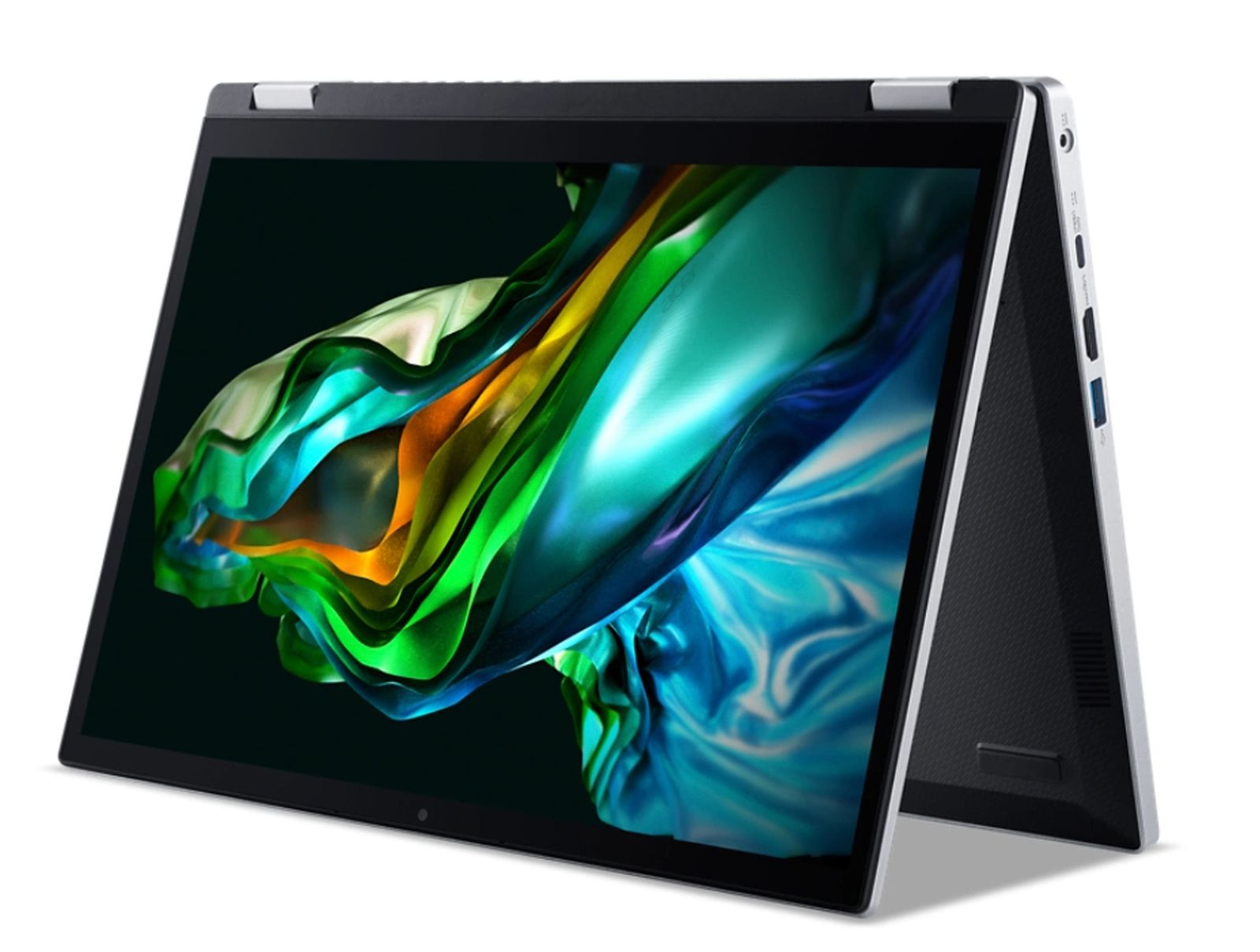 Czarna klawiatura z białymi klawiszami i kolorowymi klawiszami funkcyjnymi.