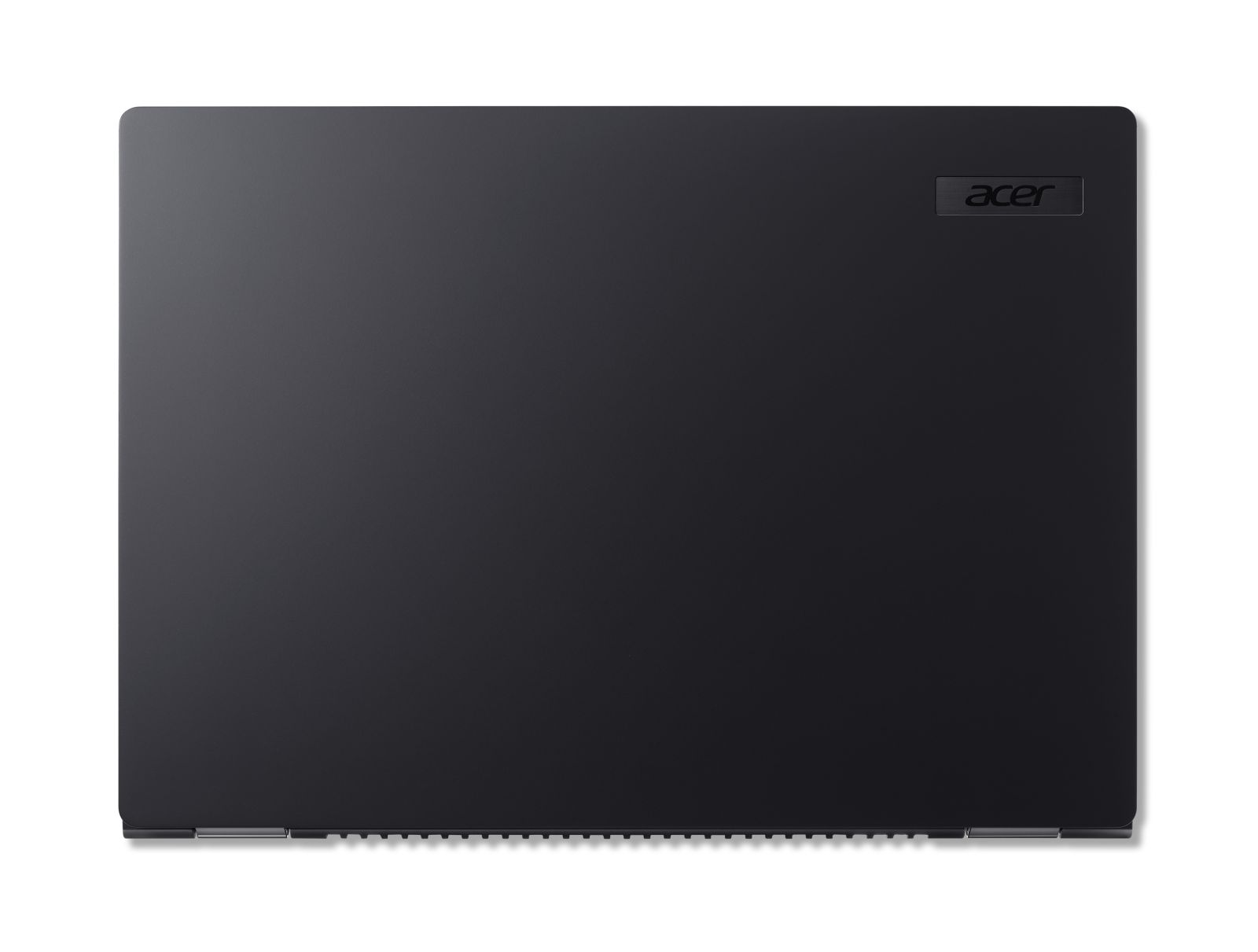 Schwarzer, geschlossener Laptop mit Acer-Logo, weißer Hintergrund.