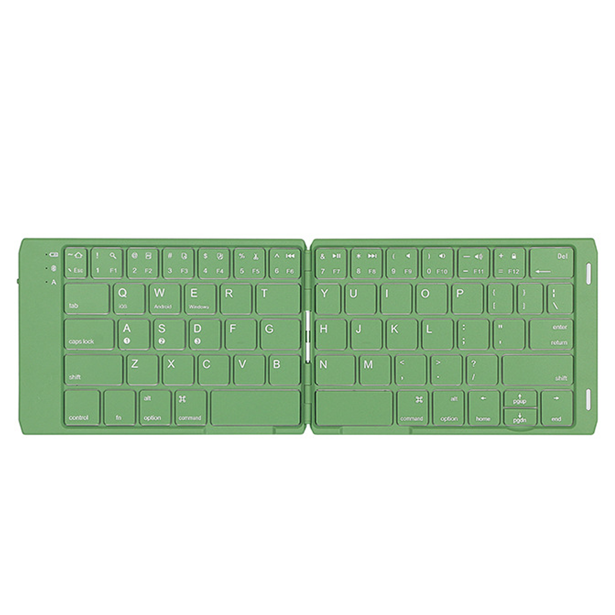 Grüne Klapptastatur mit sichtbaren Tasten. Die Tastatur ist geöffnet.
