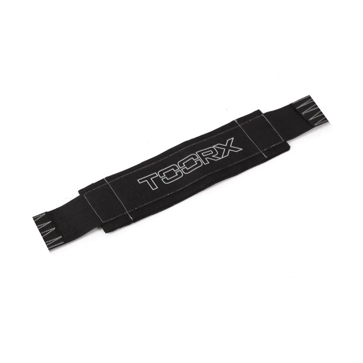 Black strap with white stitching and 'TCCRX' text. Isolated on white background, angled view.