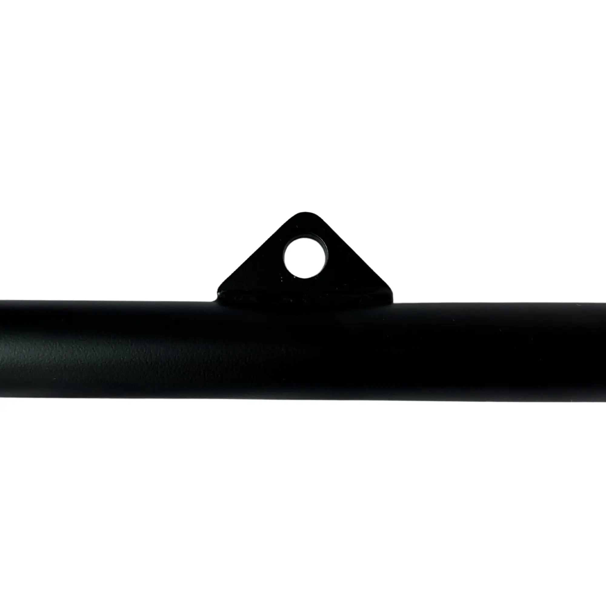 Black bar with a triangular mounting bracket with a hole.