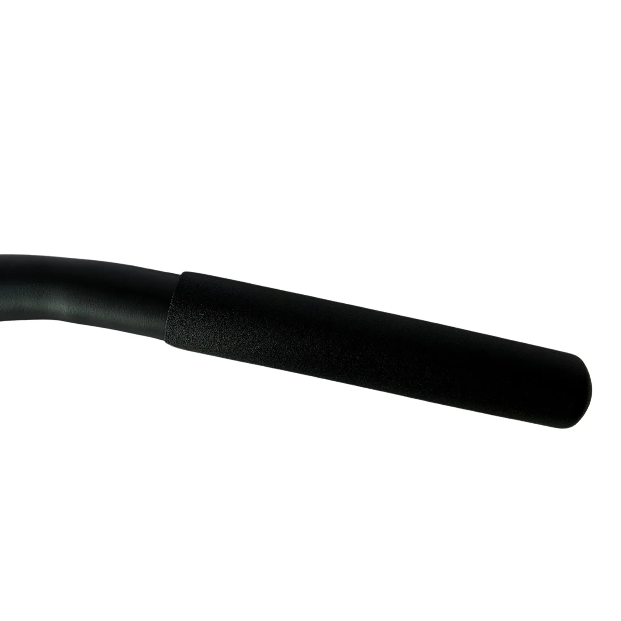 Black curved handle of a fitness equipment.