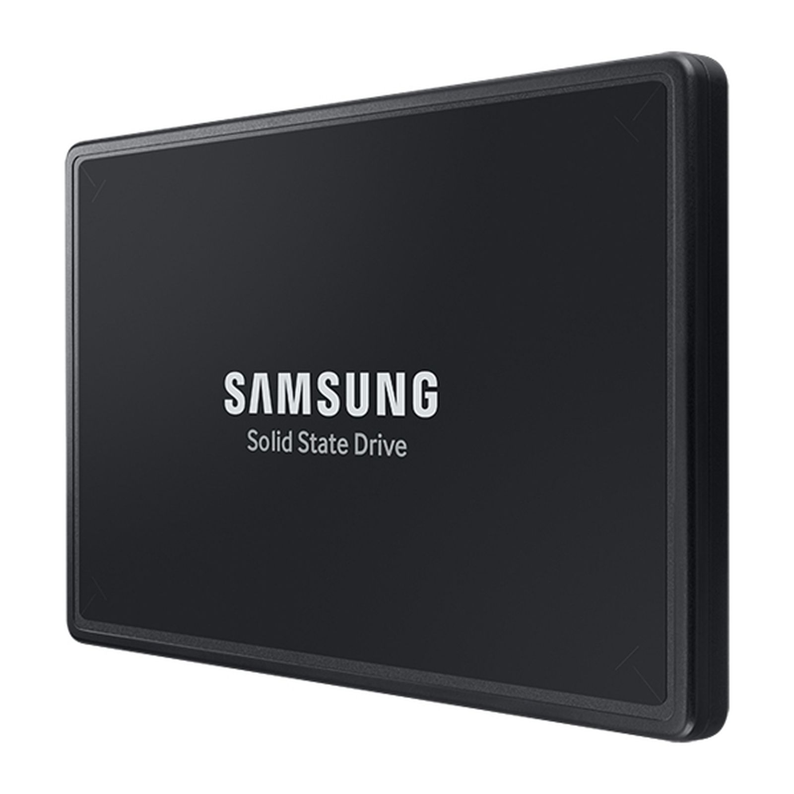 Czarny dysk SSD z białym logo 'SAMSUNG Solid State Drive' na powierzchni.