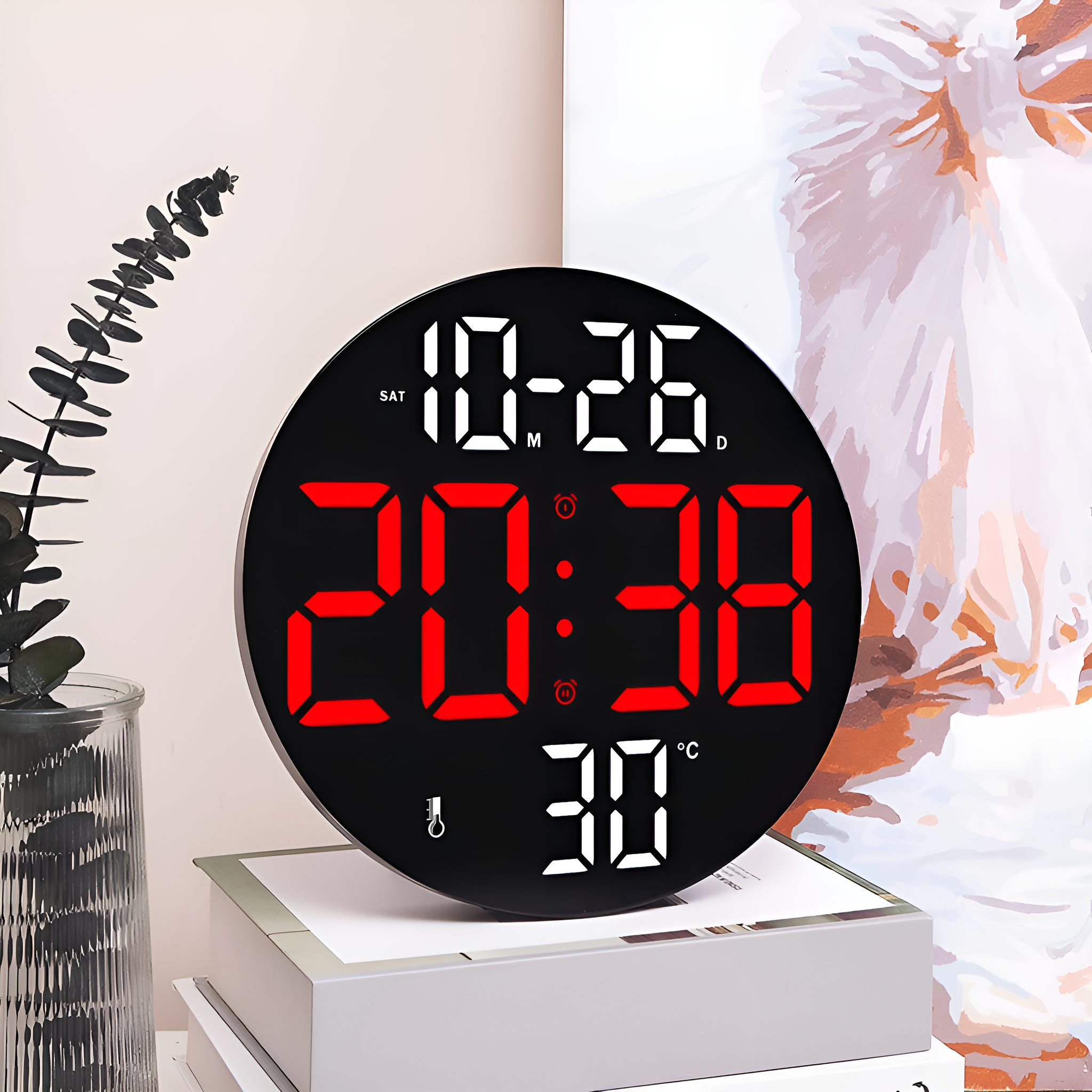 HIYORI LED-Wanduhr Großem Display Multifunktional Stilvoll Digitaluhr  Digitaluhr