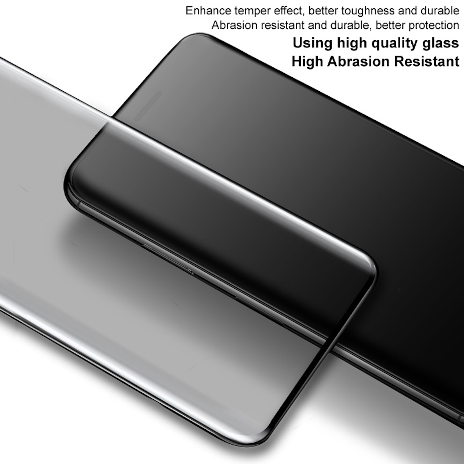 Ein Telefon mit Displayschutzfolie und ein Schutz, der ein Telefon überlagert. Hochwertiges Glas.