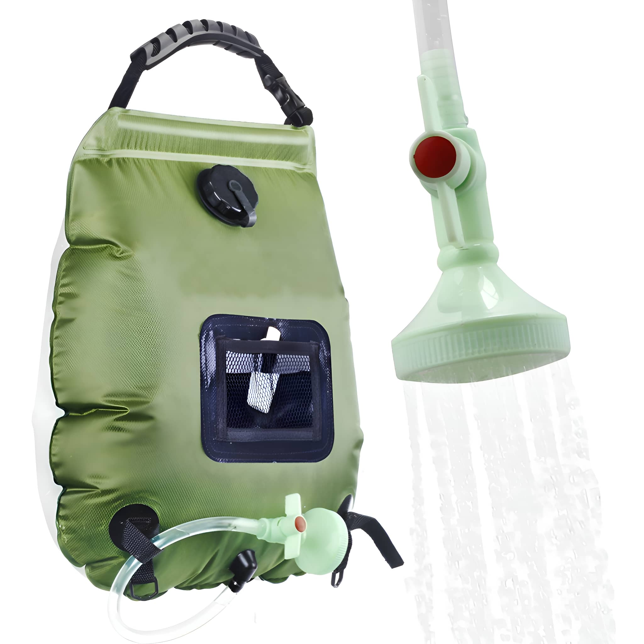 DECOME Faltbarer 20L Camping-Duschbeutel mit Solarheizung Temperaturanzeige  Grn
