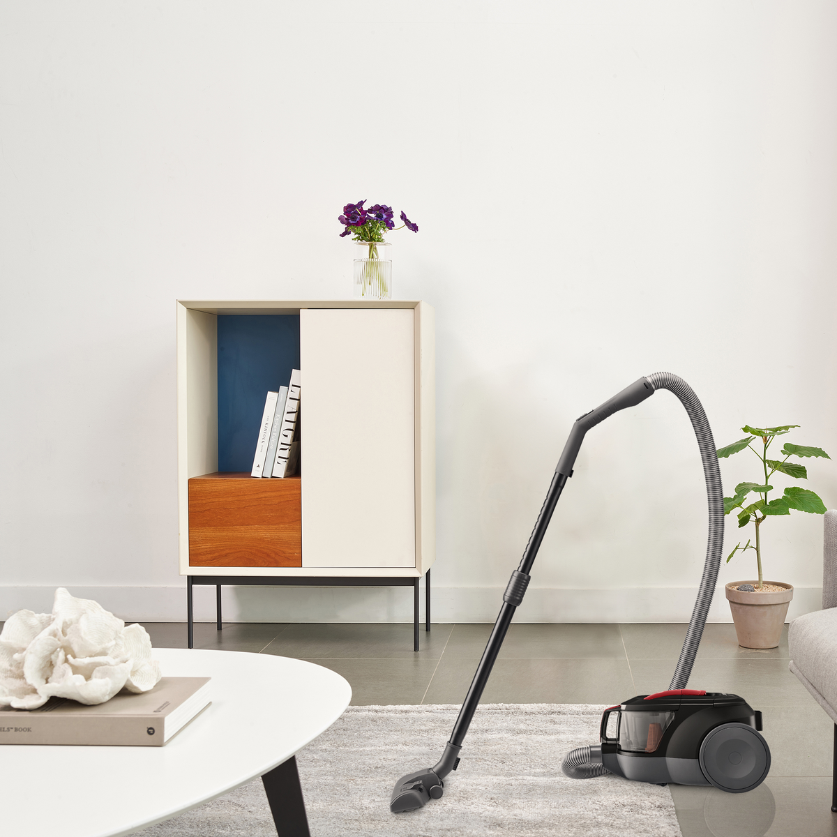 Aspirador sin bolsa - LG VC5506NHTCR, 650 W, Depósito 1,1 l, Rojo