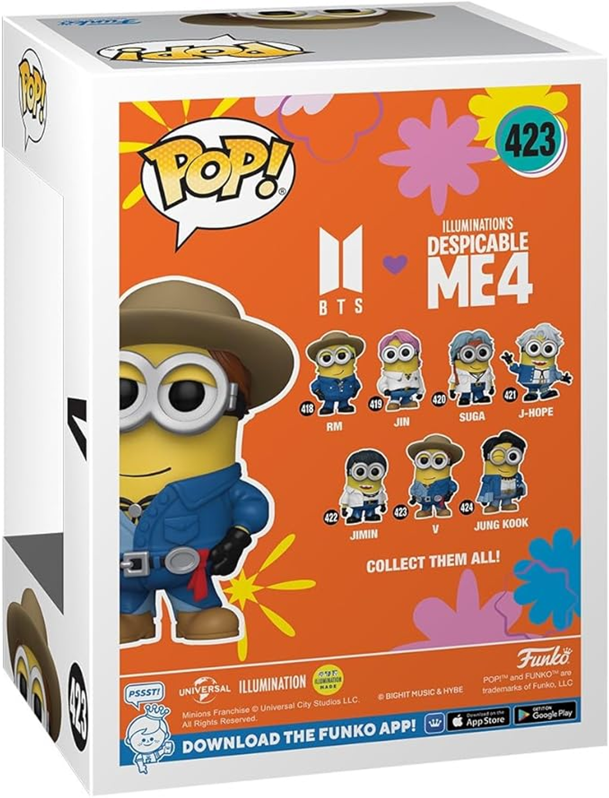 Caja de un Funko Pop de Minions con miembros de BTS.