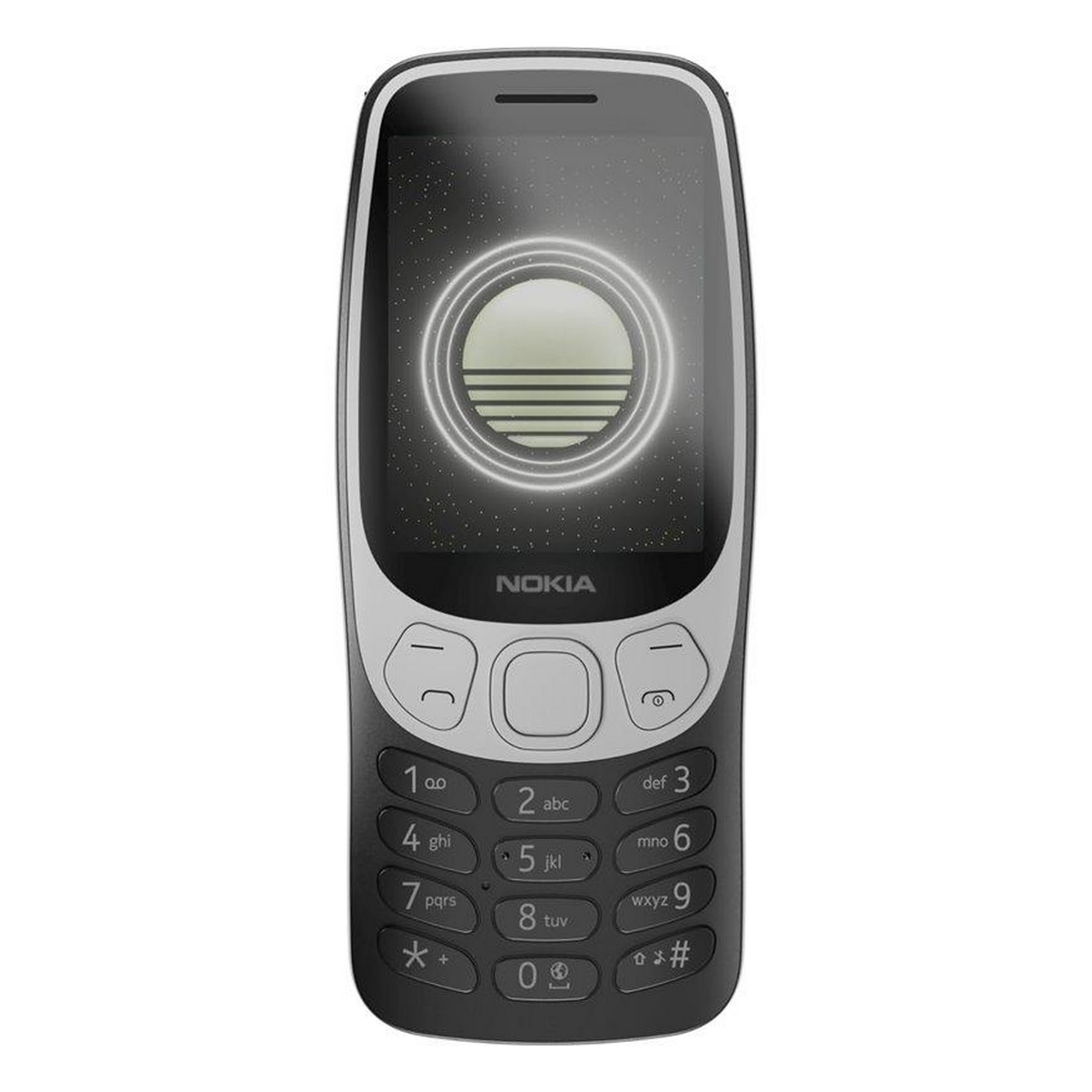 Un telefono Nokia con tasti, che mostra il logo Nokia sullo schermo.
