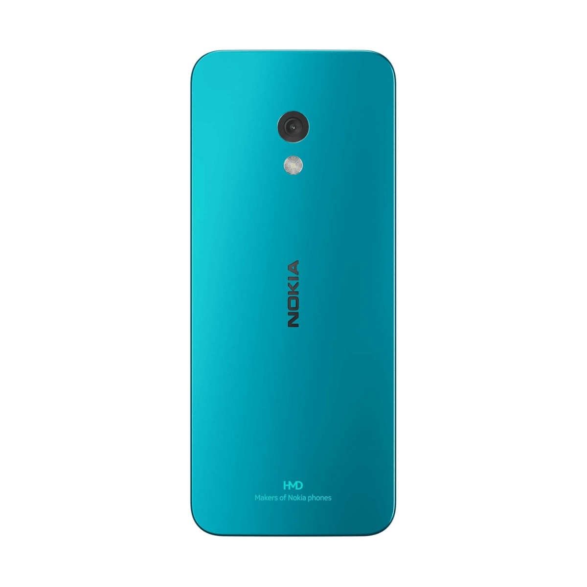 Smartphone Nokia teal, vista posteriore. Dotato di fotocamera e marchio Nokia.