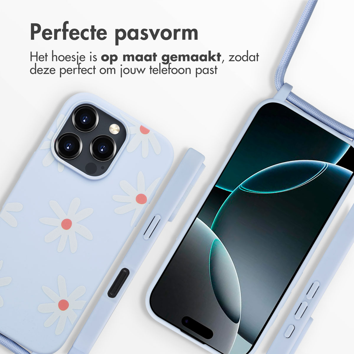 IMOSHION Siliconen design hoesje met koord - Geschikt voor Apple iPhone 16 Pro Max - Telefoonhoesje voor Apple iPhone 16 Pro Max Meerkleurig