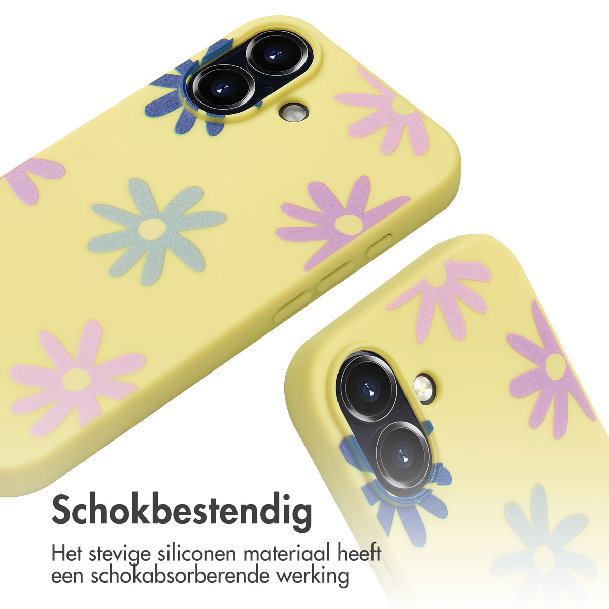 IMOSHION Siliconen design hoesje met koord - Geschikt voor Apple iPhone 16 - Telefoonhoesje voor Apple iPhone 16 Meerkleurig