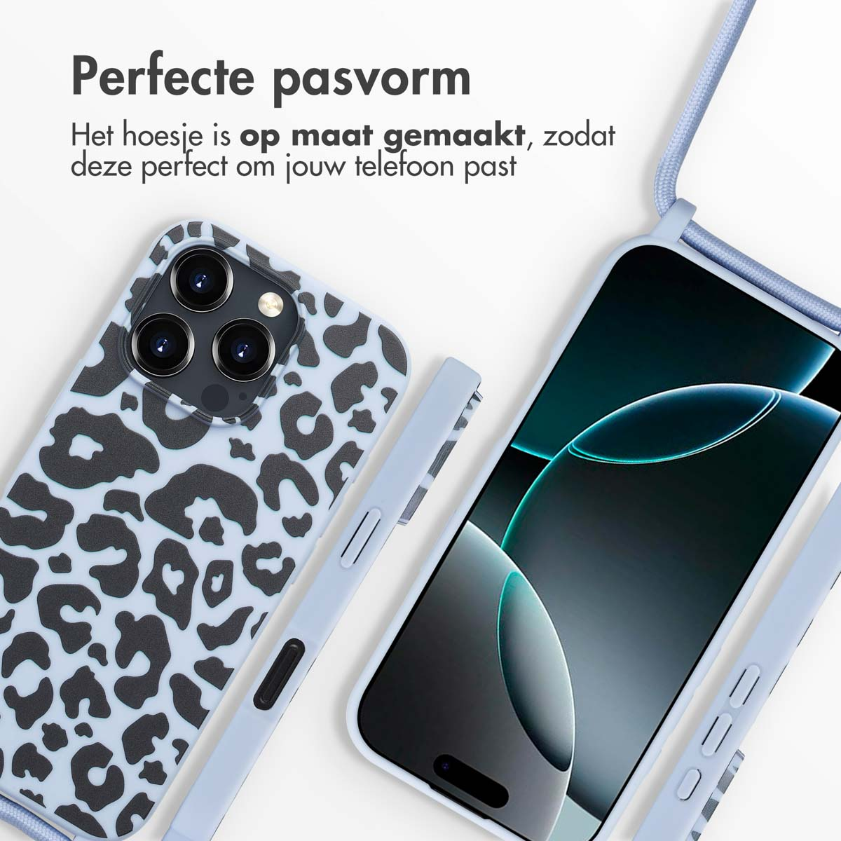 IMOSHION Siliconen design hoesje met koord - Geschikt voor Apple iPhone 16 Pro Max - Telefoonhoesje voor Apple iPhone 16 Pro Max Meerkleurig