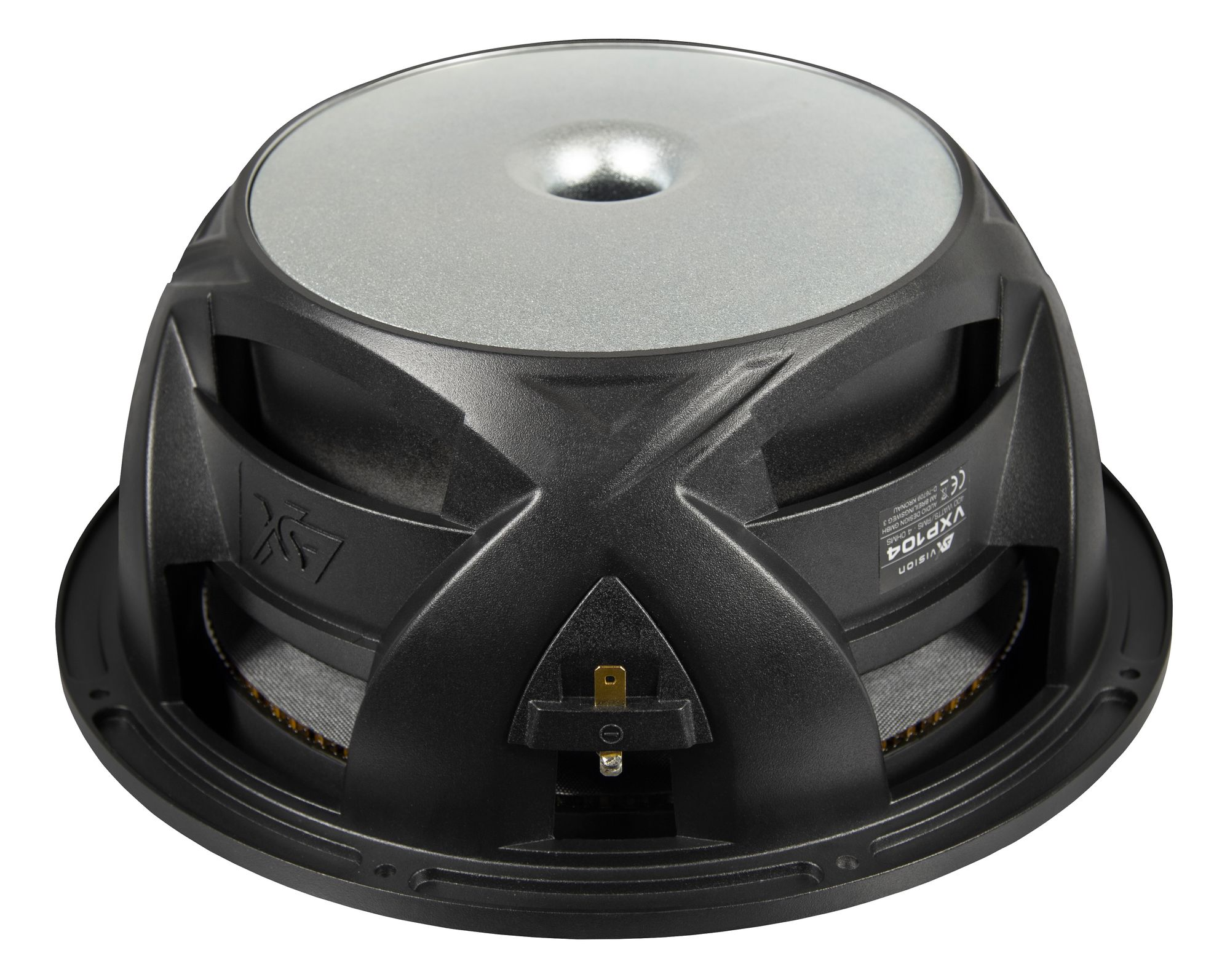 Ein schwarzer Auto-Subwoofer-Lautsprecher.