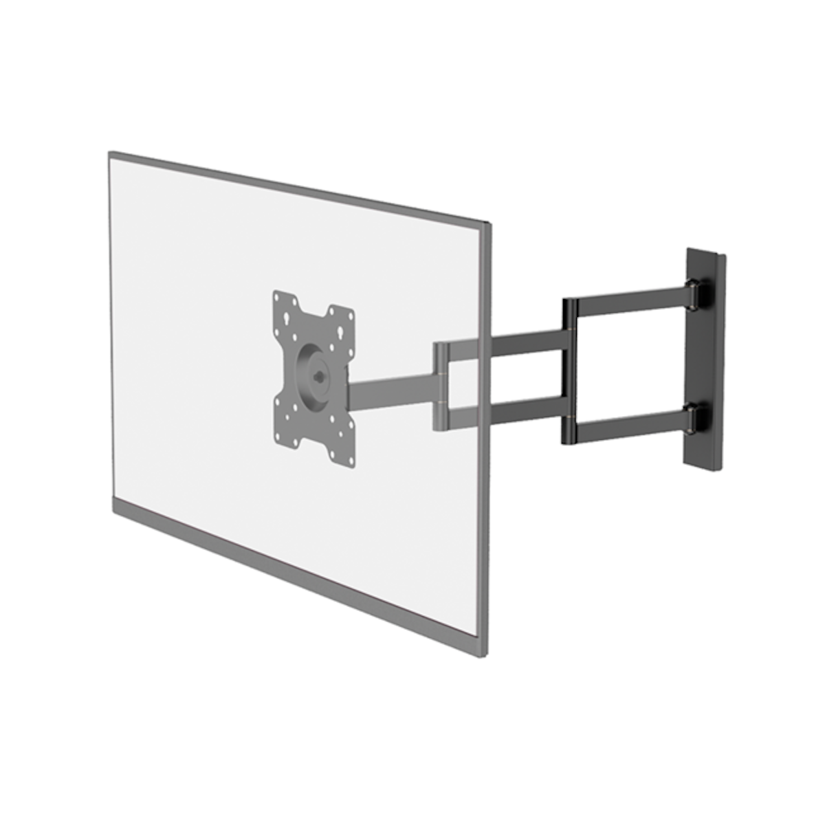 Fernseher an Wandhalterung, Halterung am Fernseher befestigt.