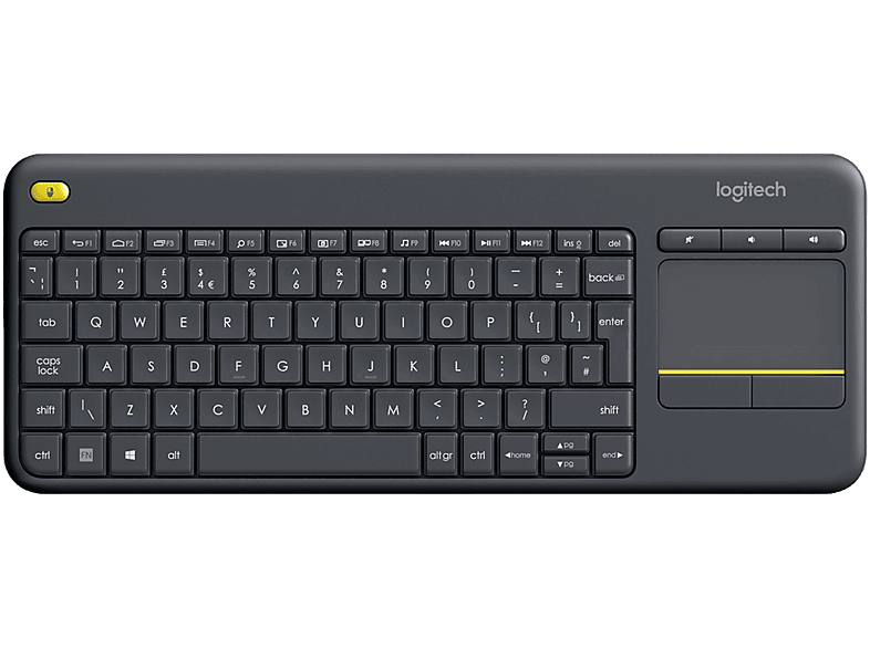 Teclado con Touchpad LOGITECH K400 Plus, Inalámbrico, Negro