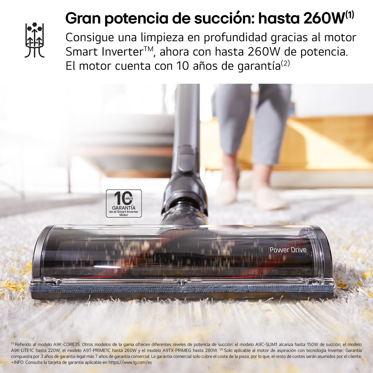 SCOPA RICARICABILE LG CordZero A9K-CORE3S, Potenza Max 260 W, Autonomia fino a 120 min, Contenitore polvere fino a 0,44 l, Fantasy Silver