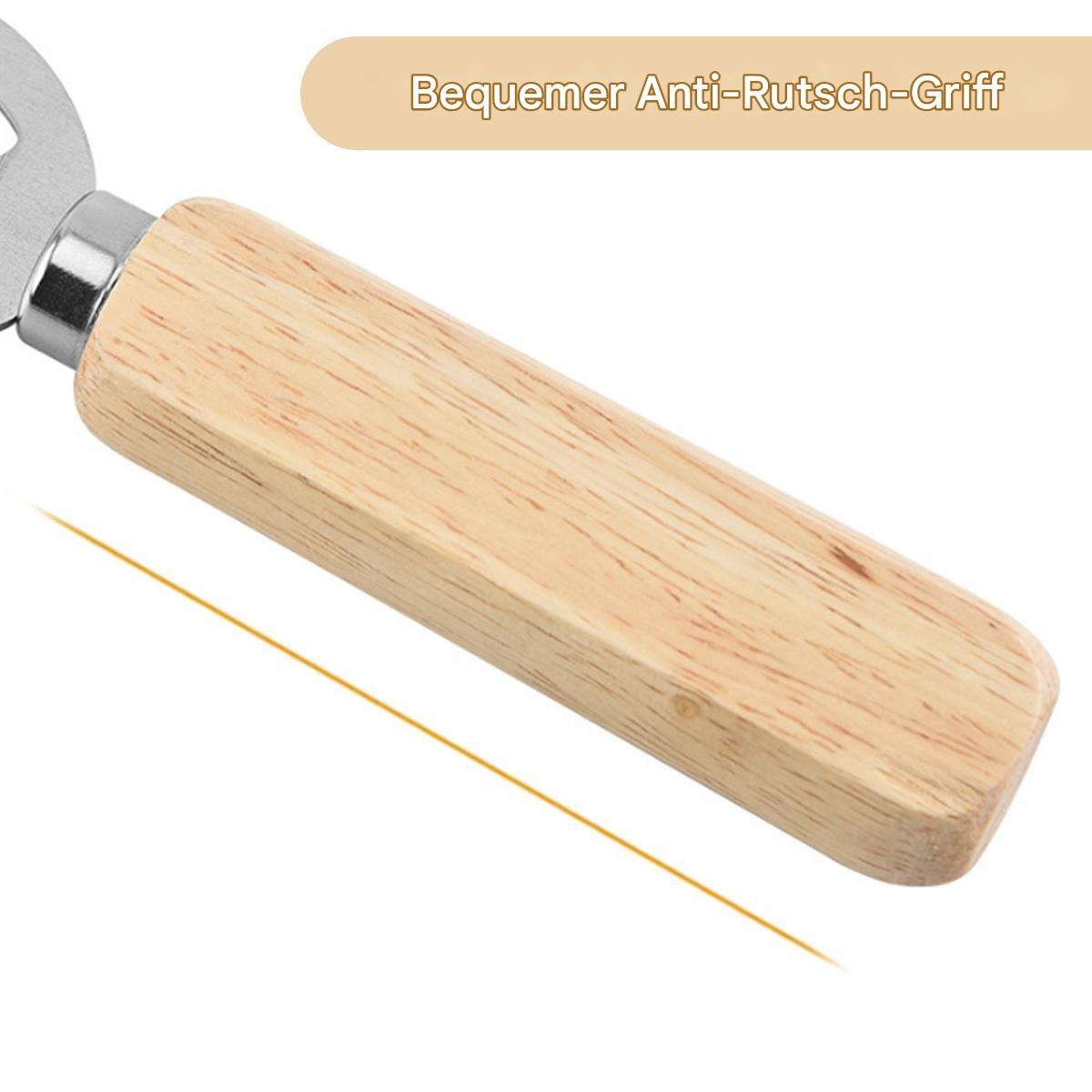 Flaschenöffner mit Holzgriff. Nahaufnahme des Griffs.