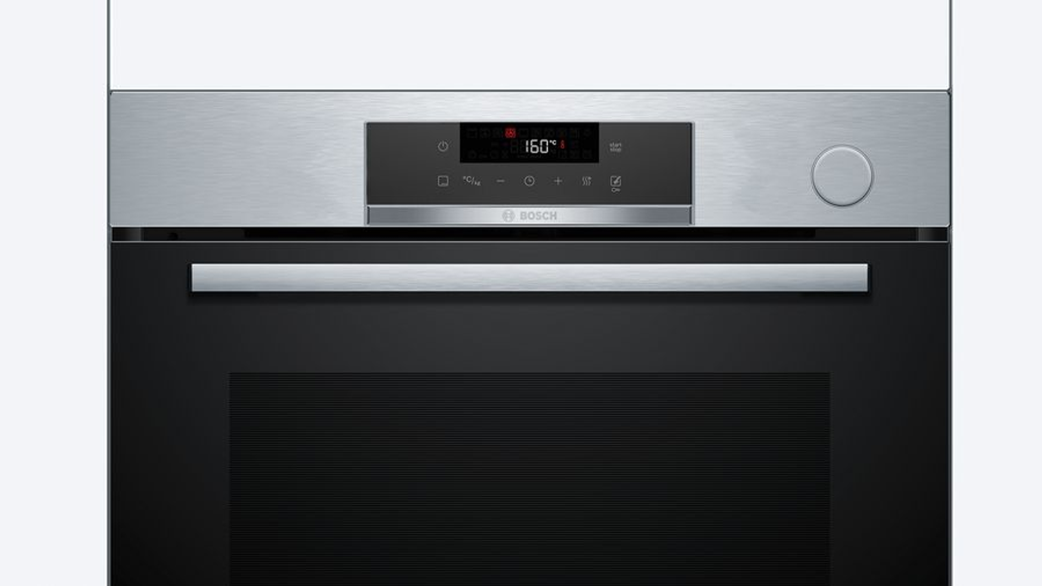 Forno in acciaio inox con display digitale che mostra temperatura e comandi.