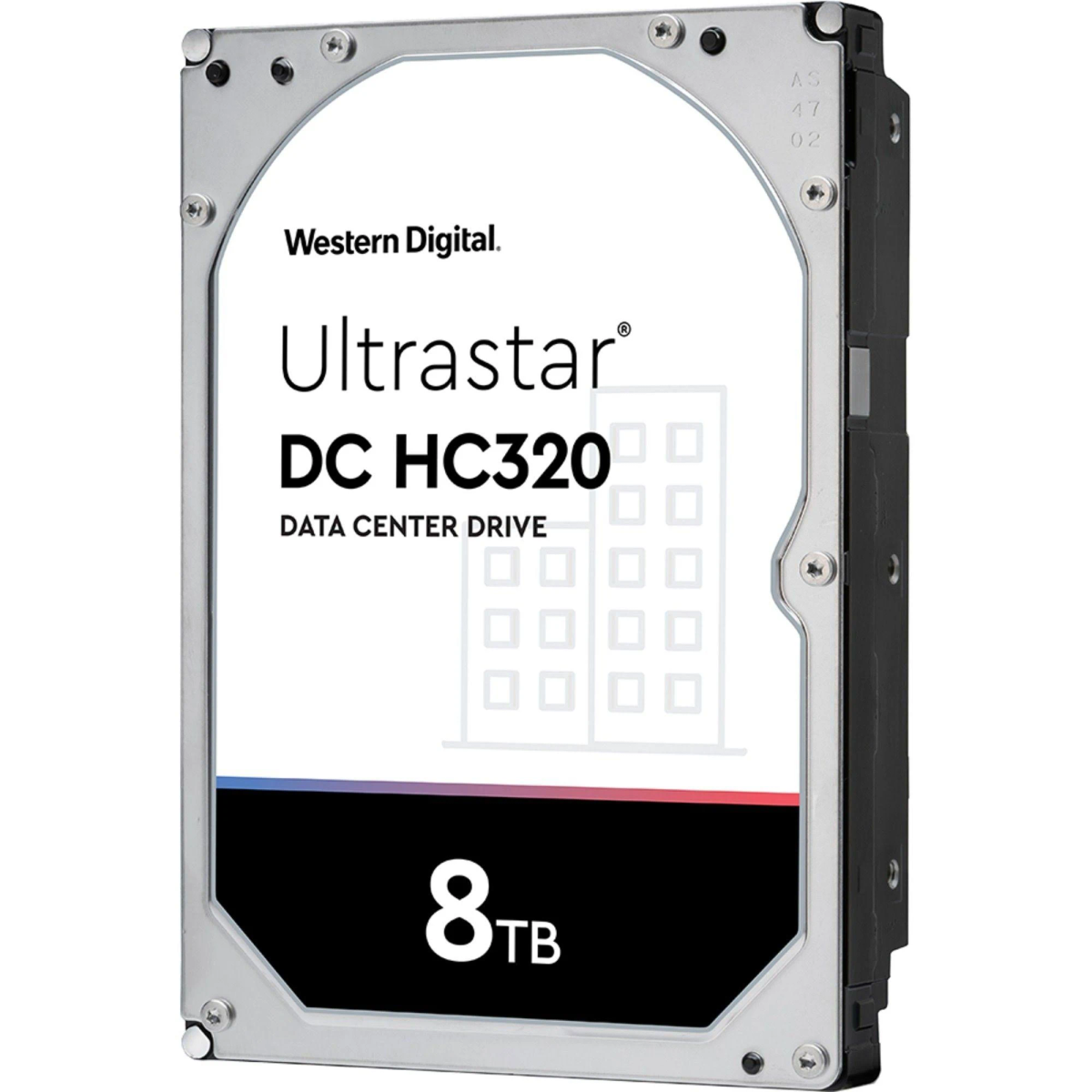 Disco rigido con logo Ultrastar, capacità 8 TB e etichetta data center drive.
