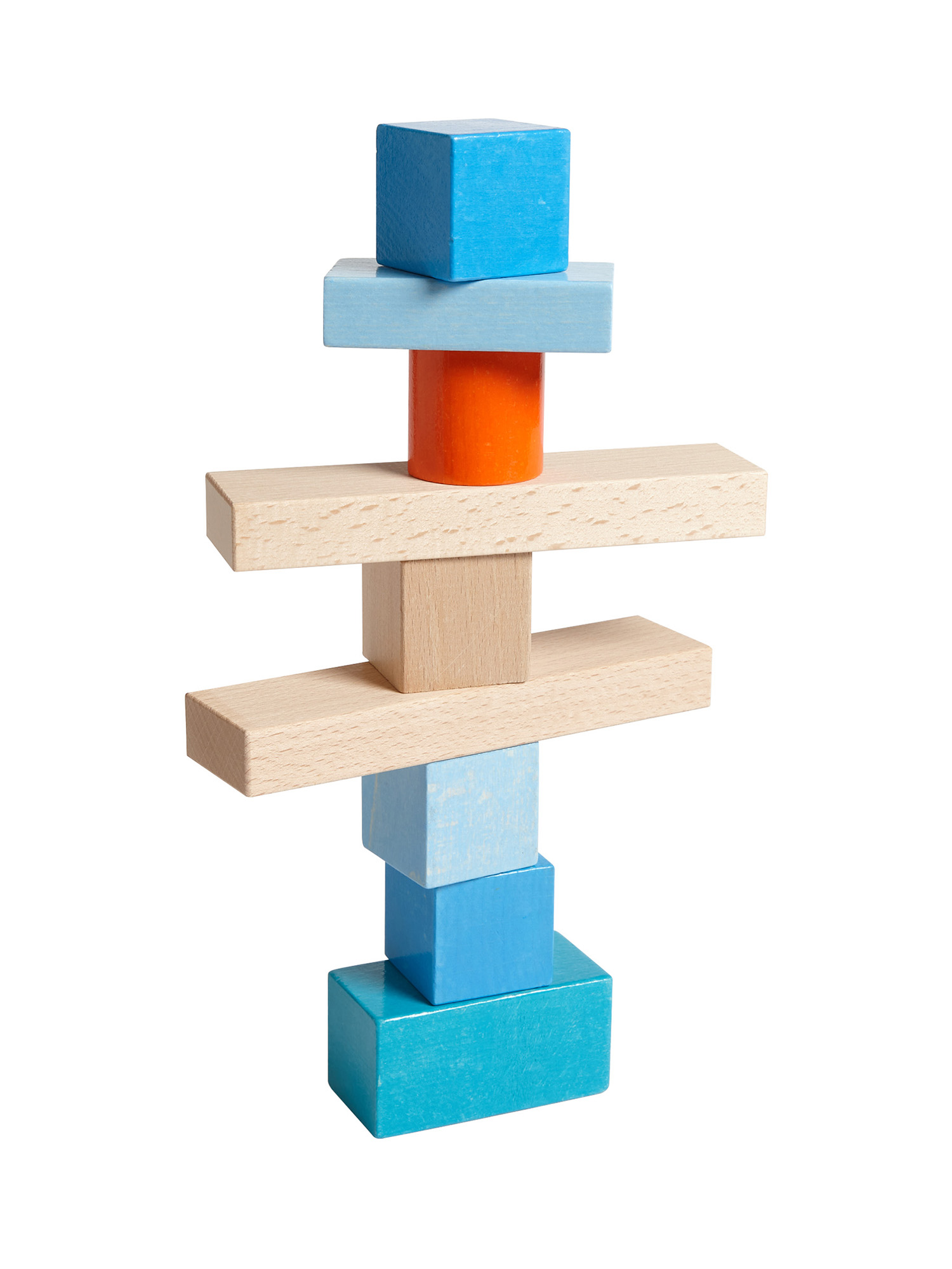 Torre di blocchi di legno colorati impilati uno sull'altro.