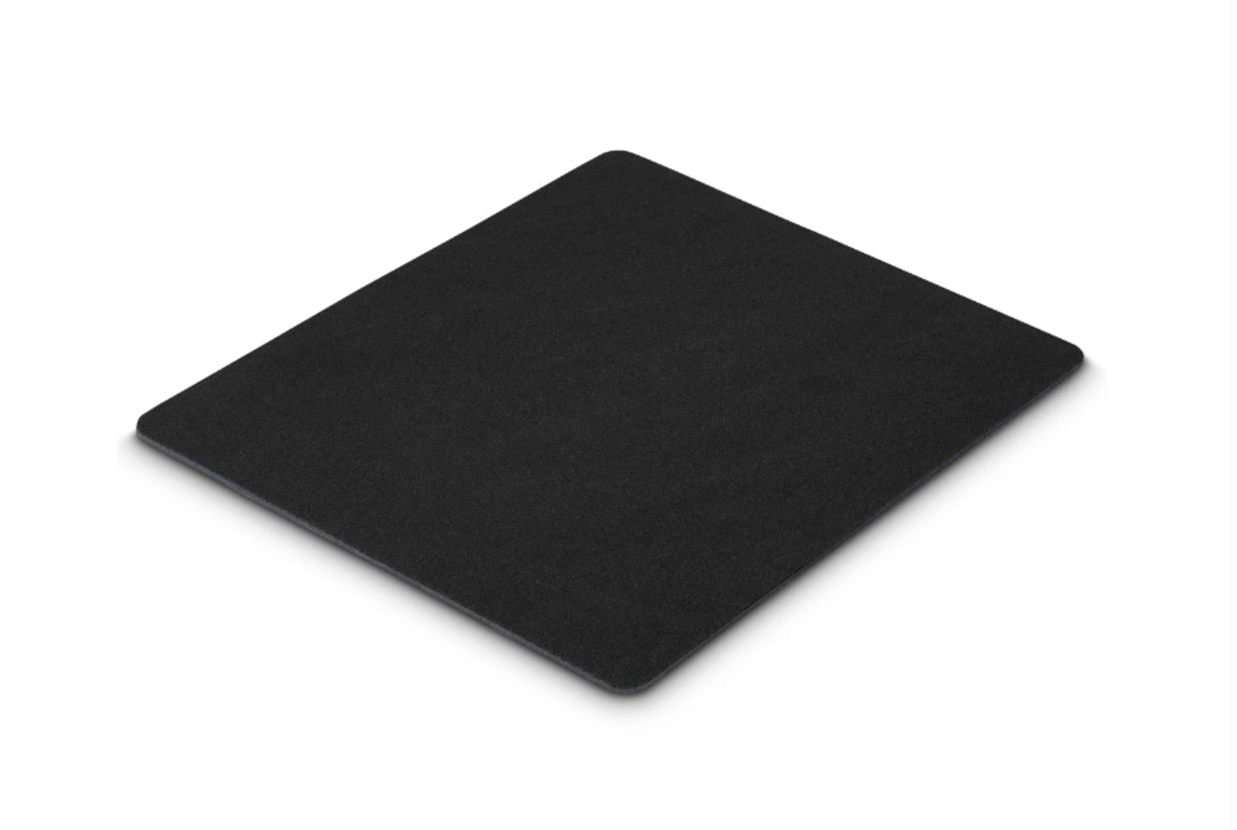 Zwykła czarna podkładka pod mysz na białym tle.