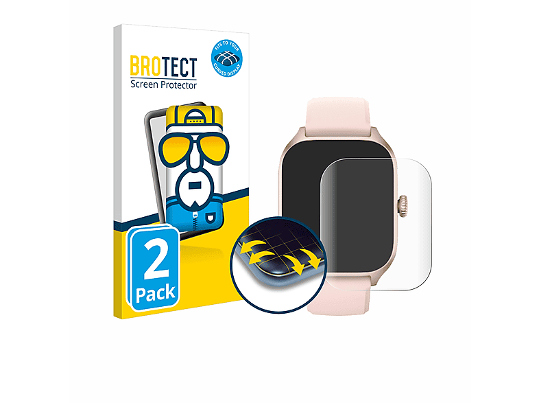 BROTECT 2x Flex Fullscreen 3D Curved Schutzfolie (für Huami Amazfit GTS 4)