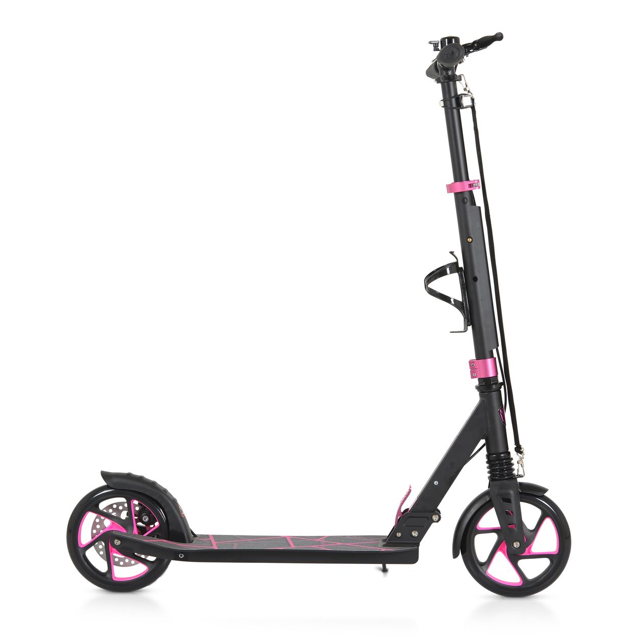 Schwarzer und rosa Roller auf weißem Hintergrund.