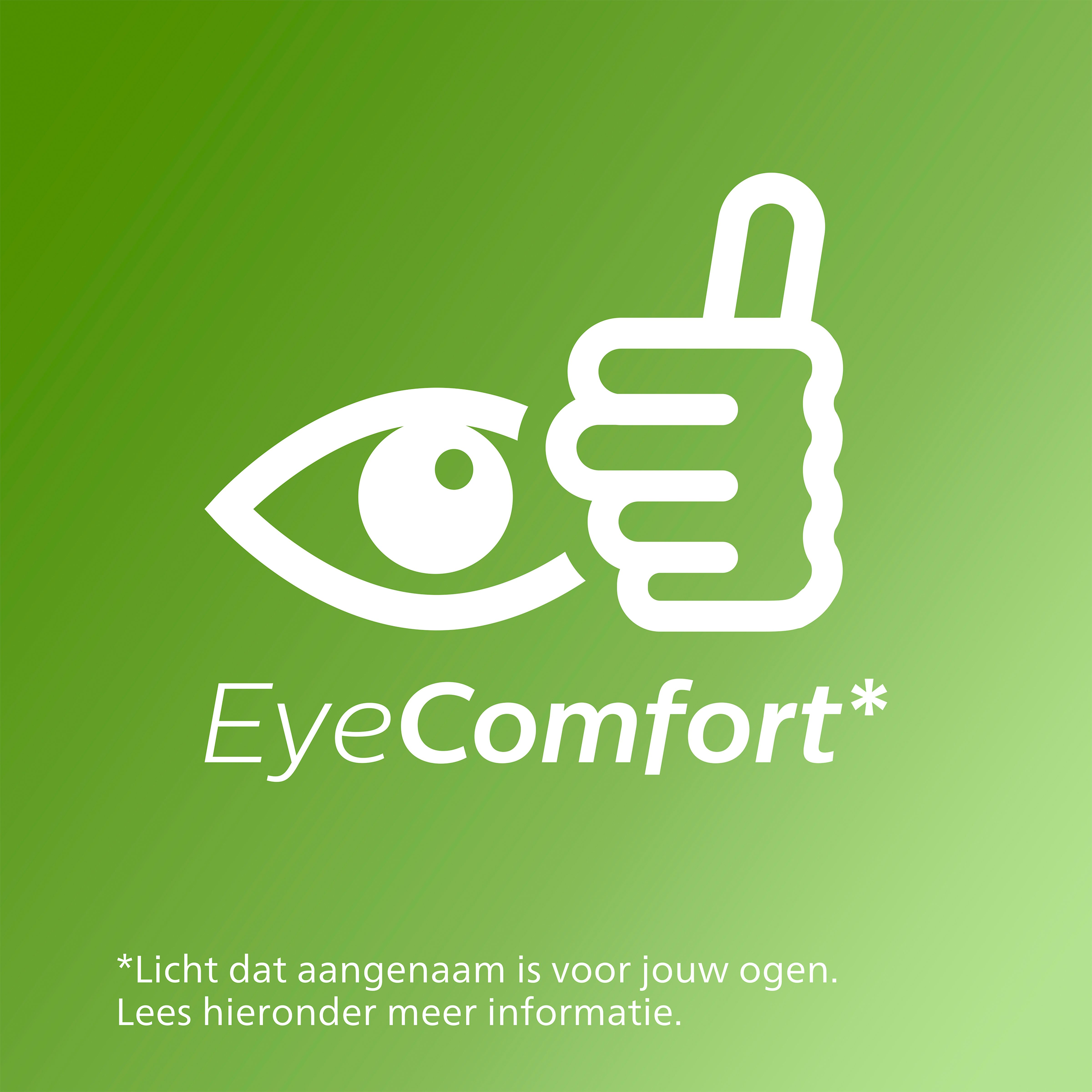 EyeComfort-Logo mit einem Auge und einem Daumen hoch.