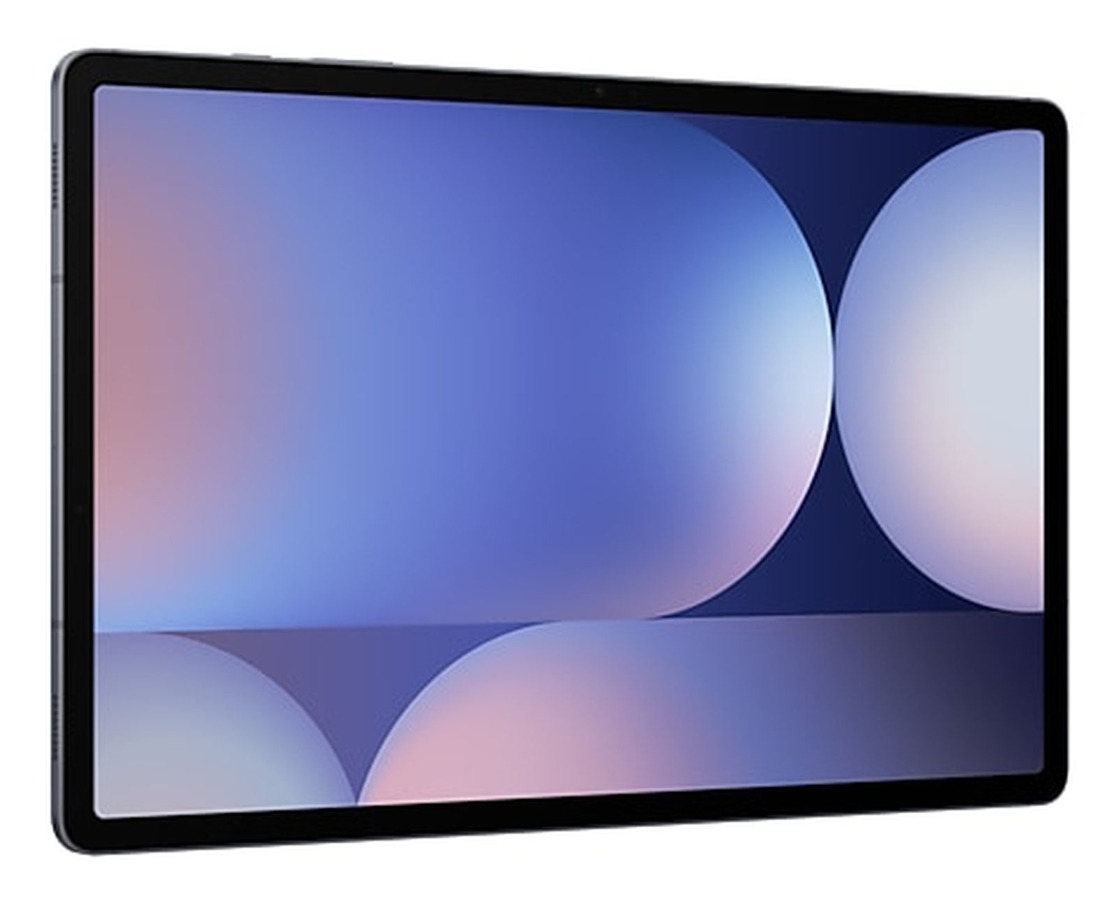 Tablet mit blau-weißem, abstraktem Hintergrund auf dem Bildschirm.