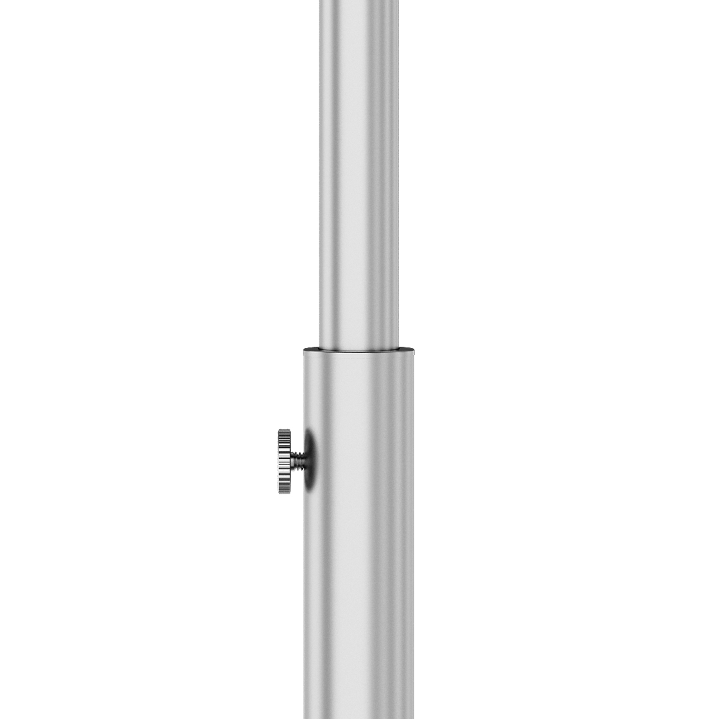 Close-up of a silver pole section with an adjustable knob.