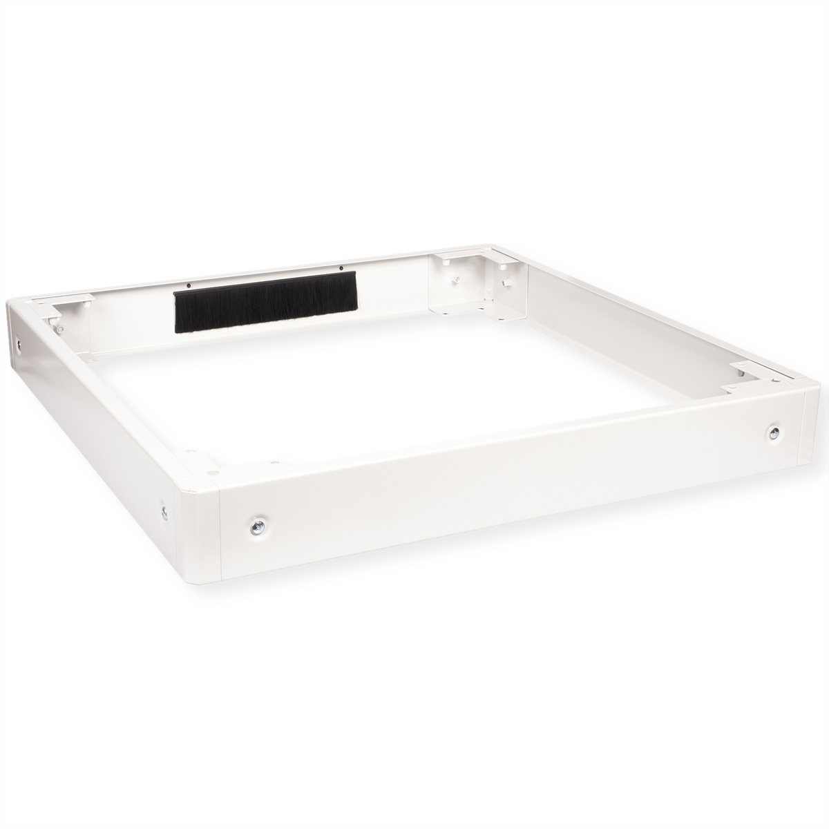 Telaio metallico bianco con spazzola, forma rettangolare, su sfondo bianco.