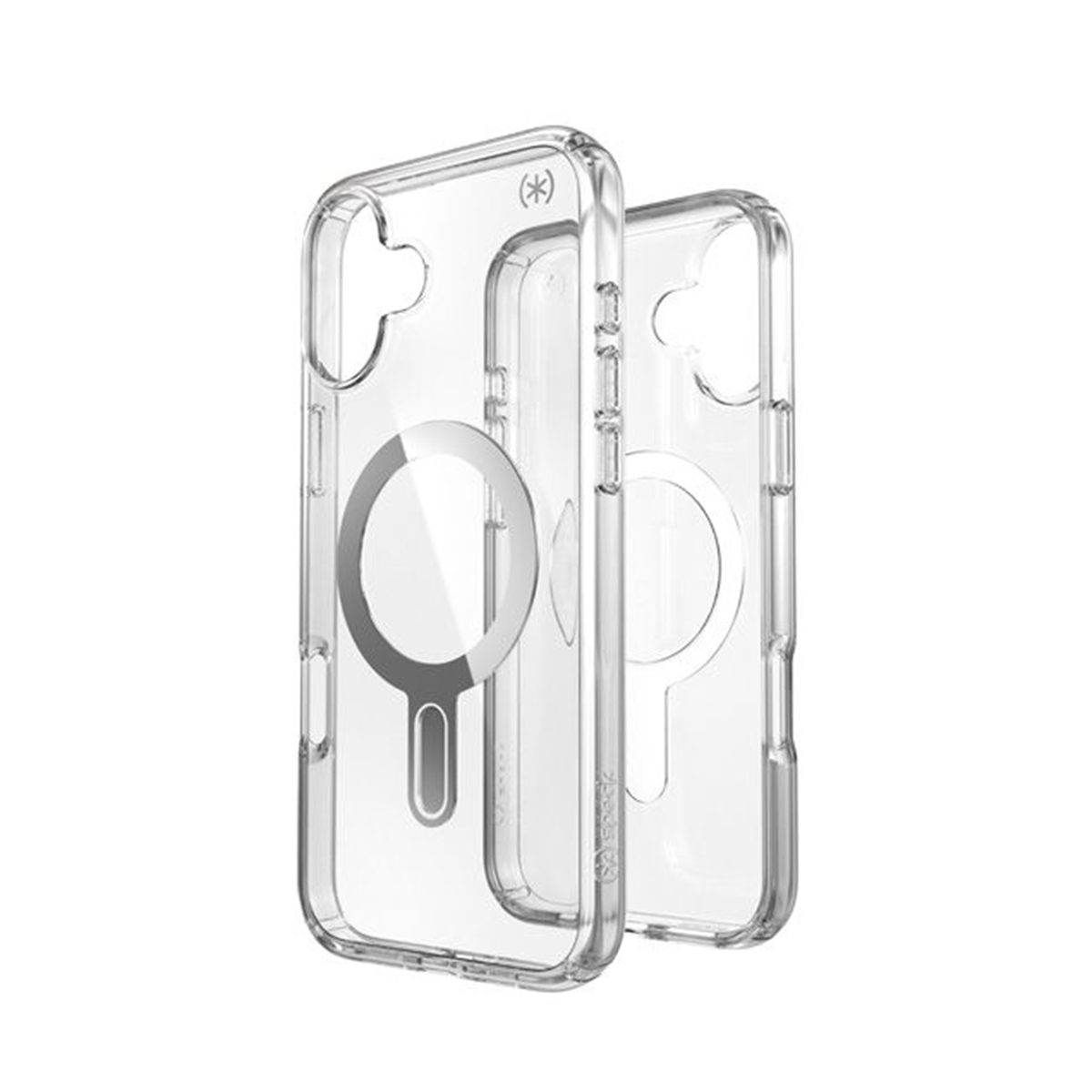 Due custodie trasparenti per telefono con un anello magnetico per MagSafe.