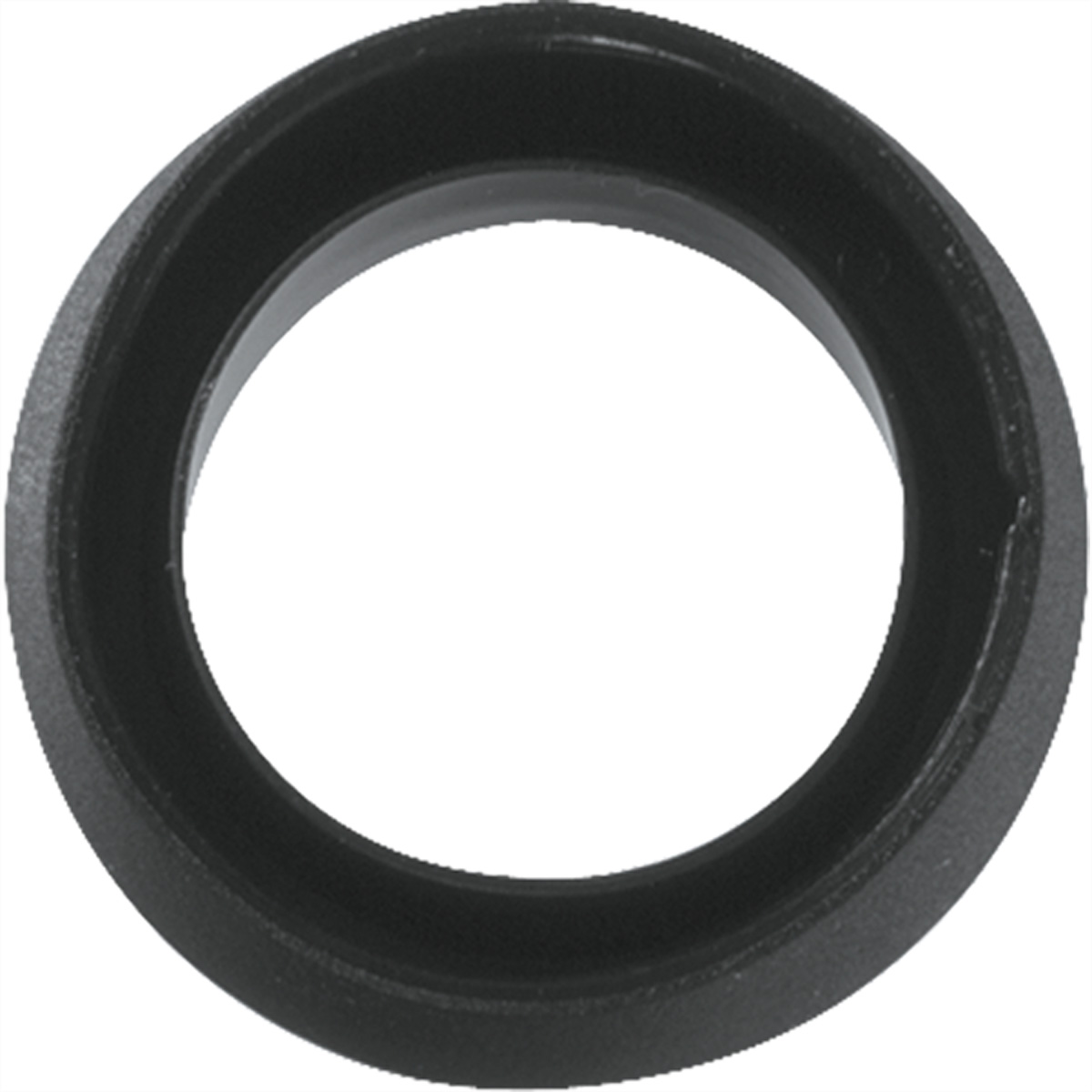 Zwarte rubberen ring met een rond gat, geïsoleerd op een witte achtergrond.