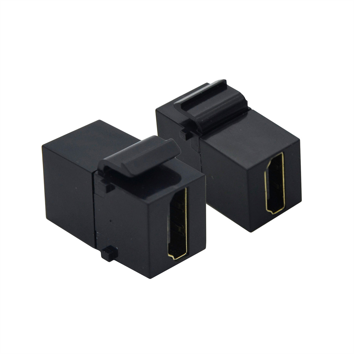 Due connettori HDMI neri. Lo sfondo è bianco.