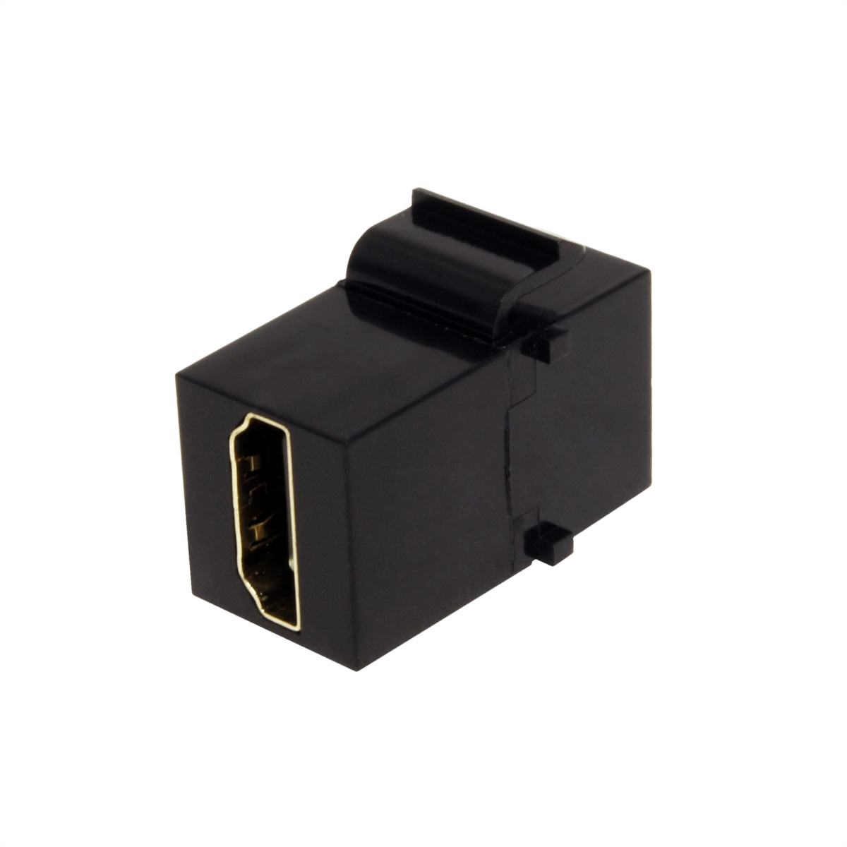 Connettore HDMI nero. Sfondo bianco.