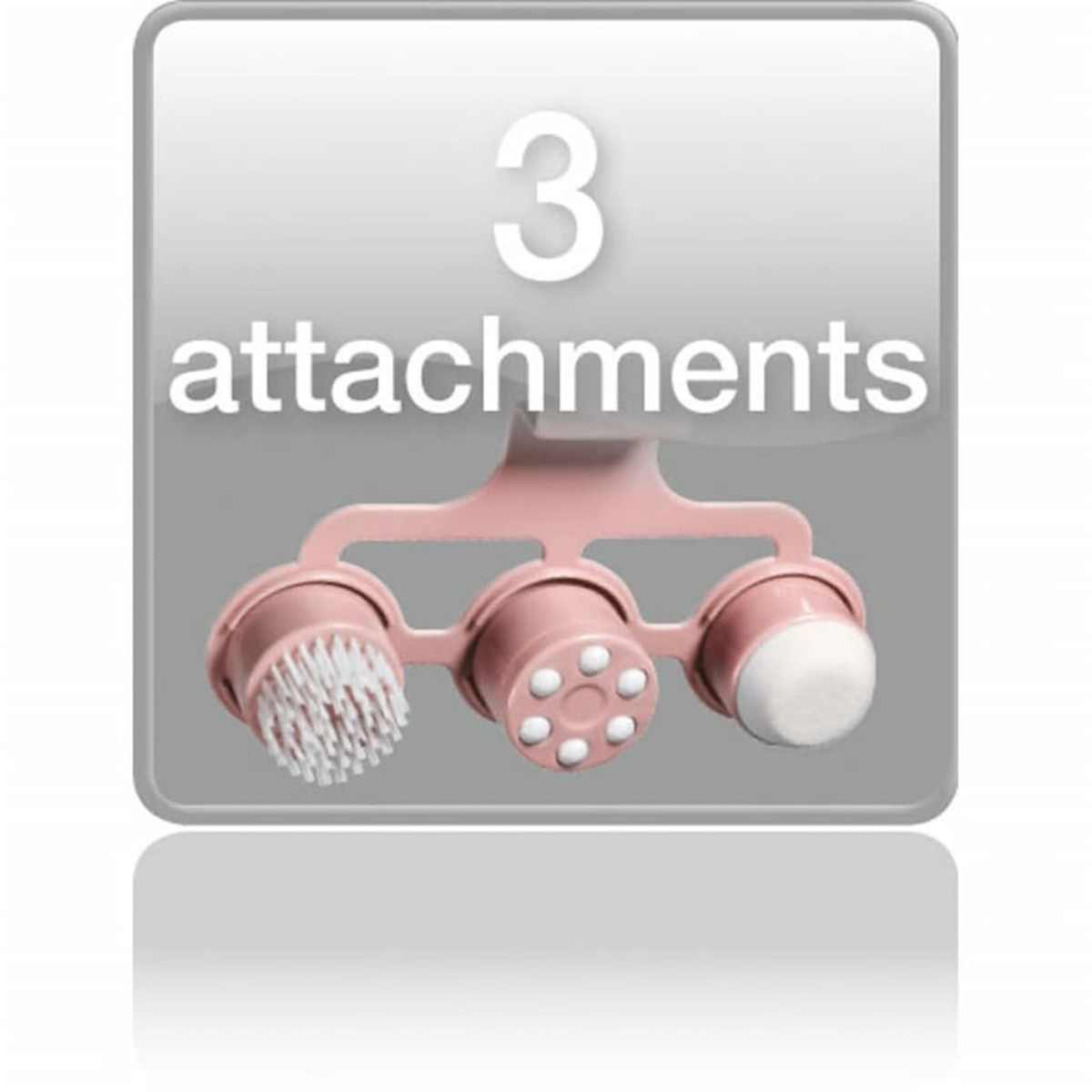 Tre accessori rosa su sfondo bianco. Il testo dice '3 accessori'.