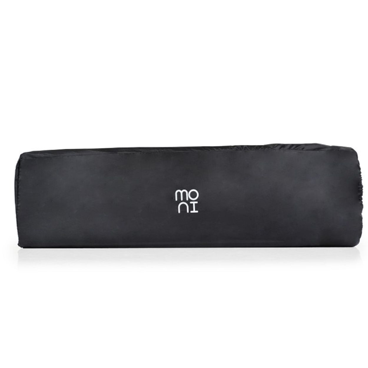 Schwarze Reisegitterbett-Tasche mit weißem Logo. Rechteckige Form, zur Aufbewahrung und zum Transport.