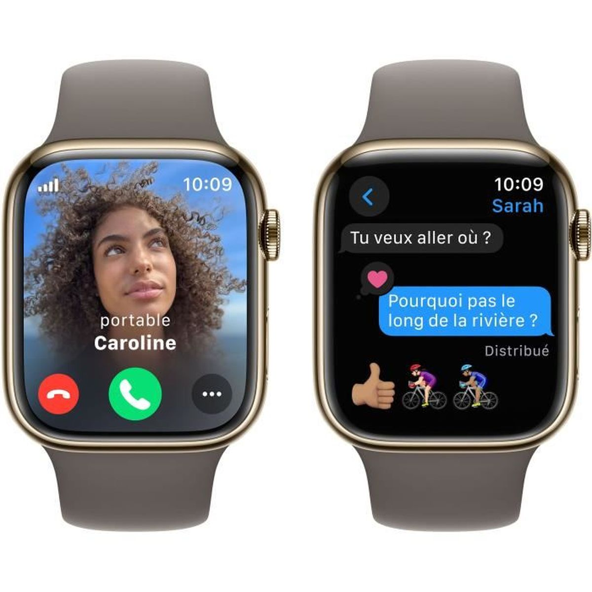 Apple Watch zeigt Videoanruf und Nachricht.