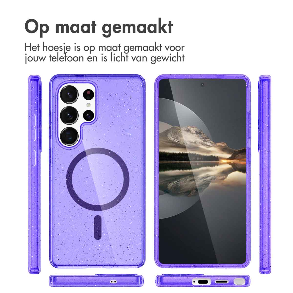 IMOSHION Sparkle Backcover met MagSafe - Geschikt voor Samsung Galaxy S24 Ultra - Telefoonhoesje voor Samsung Samsung Galaxy S24 Ultra Paars